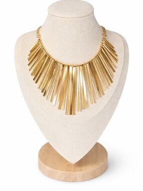 Gold Fringe Statement Necklace Bold Bib Necklace Runway Style